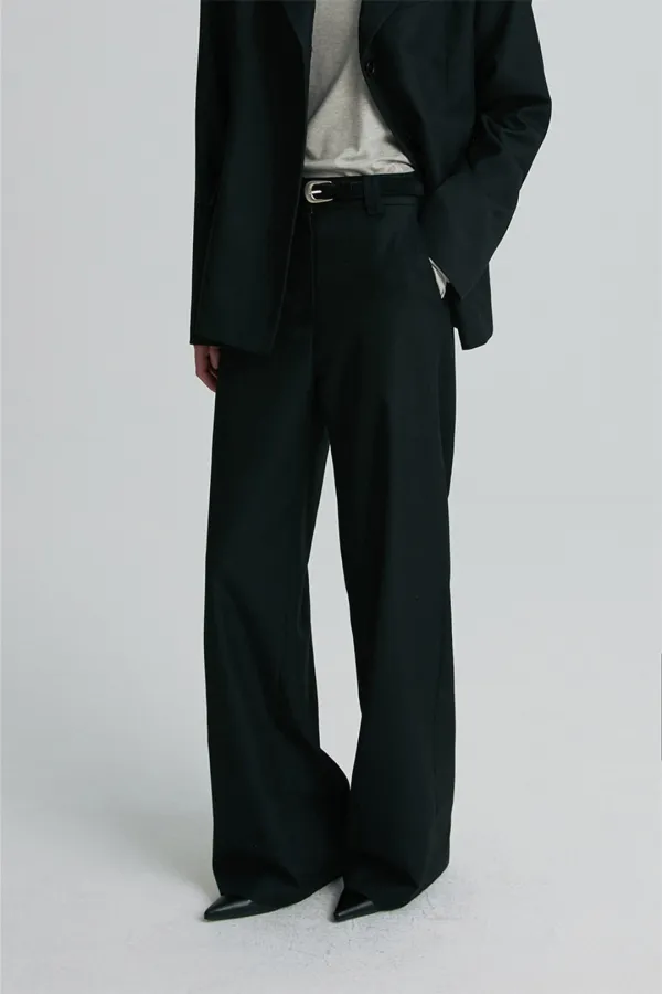 WOOL BLEND TAILORED TROUSERS BLACK