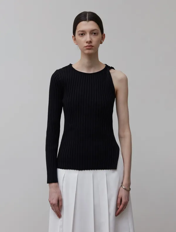 ONE SHOULDER KNIT [BLACK]