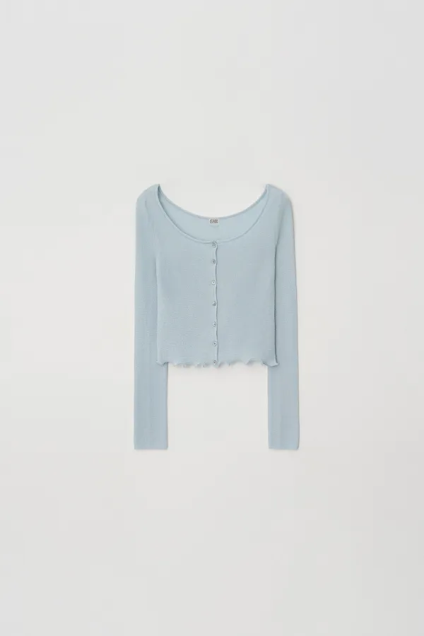 [2차] Sheer Embroidery Knit Cardigan (light blue)