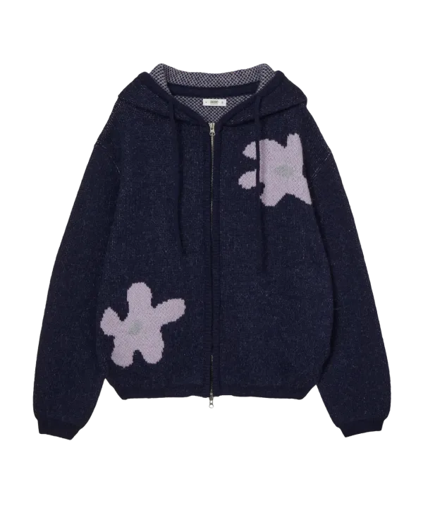 DAISY KNIT HOODIE [NAVY]
