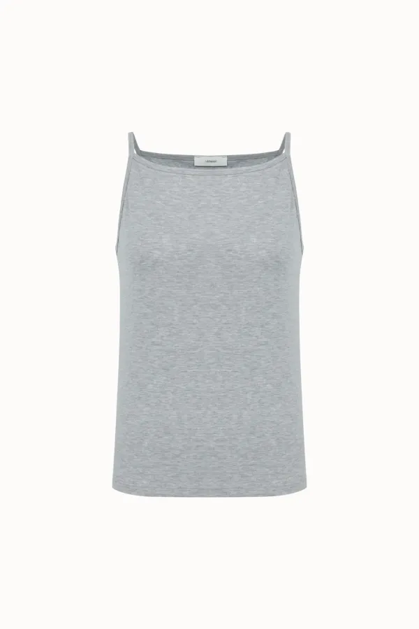 Minimal Boat Neck Sleeveless[LMBFSUTT626]-Grey Melange