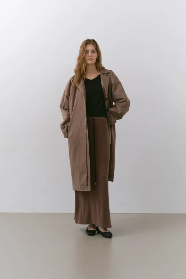 PANEL FRONT TRENCH COAT, MOCHA