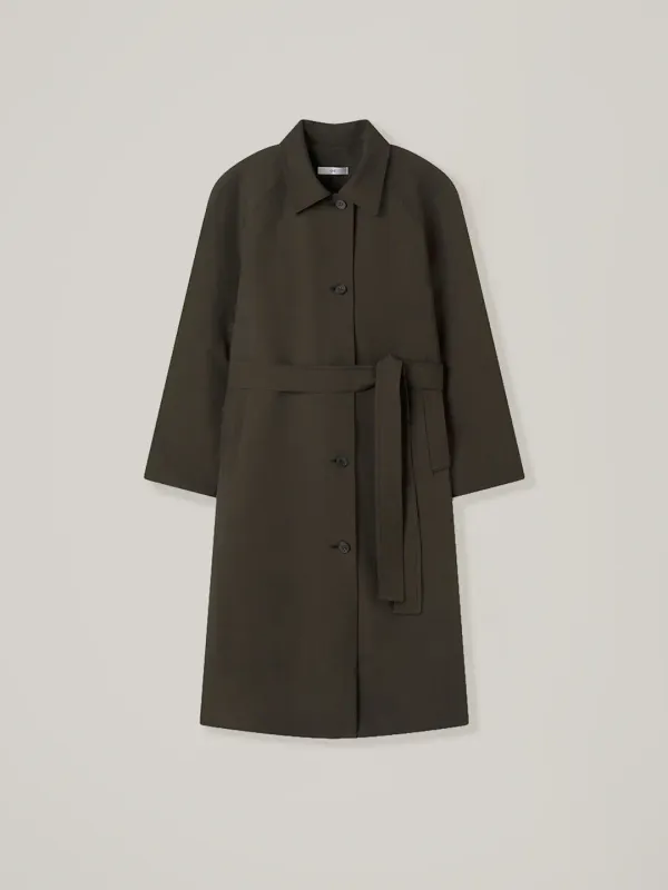 Archive balmacaan coat - Dark brown