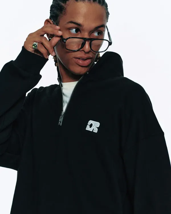 CENTAUR HALF ZIP-UP SWEATSHIRT_BLACK