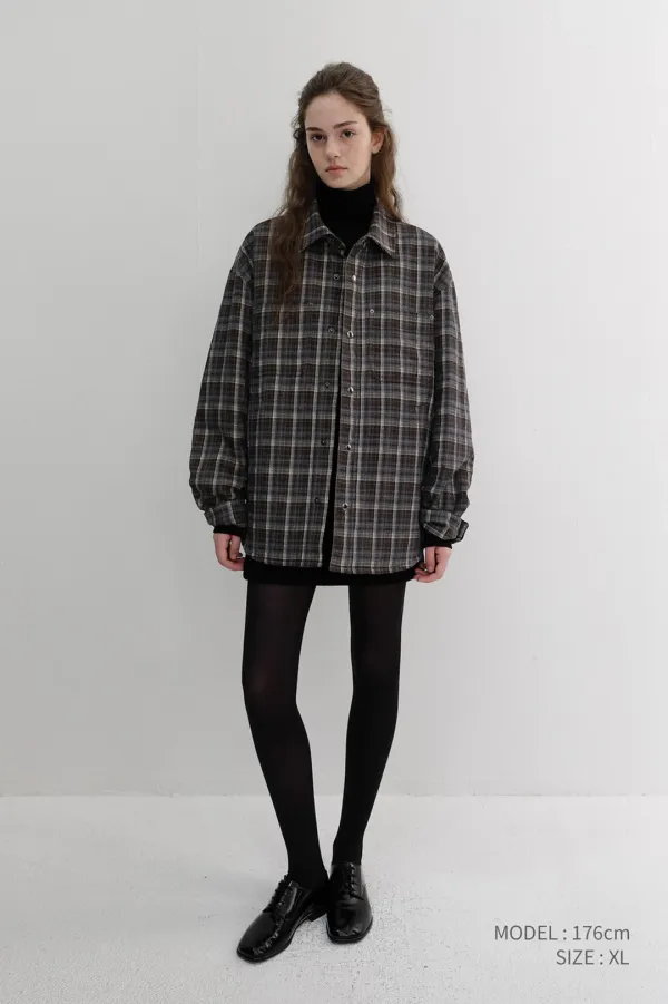 UNISEX QUILTED FLANNEL SHIRT BROWN CHECK_UDJU6D128W2