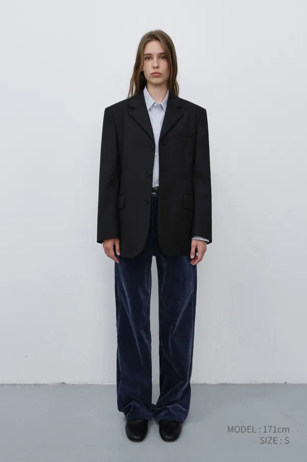 UNISEX CLASSIC 3 BUTTON WOOL BLAZER BLACK_UDJA6C106BK