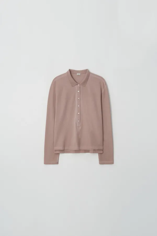 [2차] Pigment Washed Pique Collar T-Shirt (pink) - 아뜰리에에디션