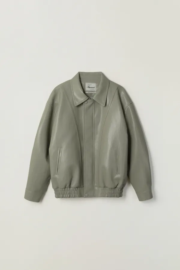VELA LEATHER BLOUSON JACKET_KHAKI BEIGE