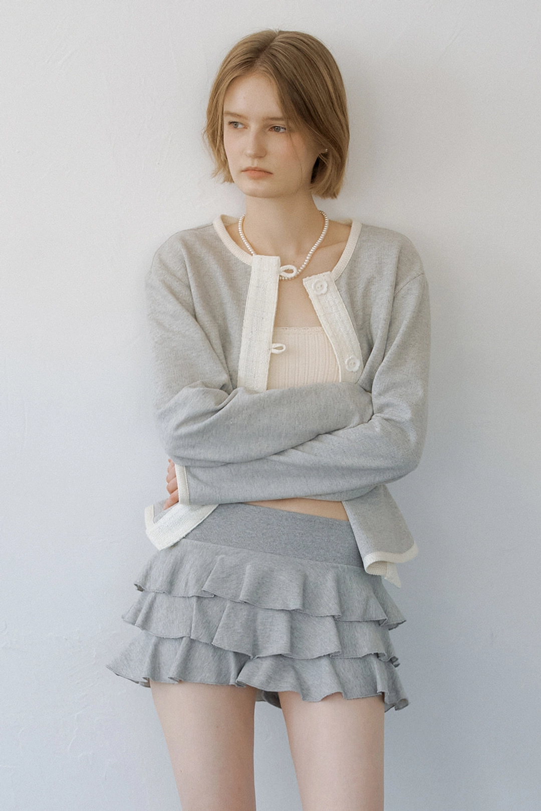 모어댄라이크 GLITTER COTTON CARDIGAN - GRAY 상품 이미지 1