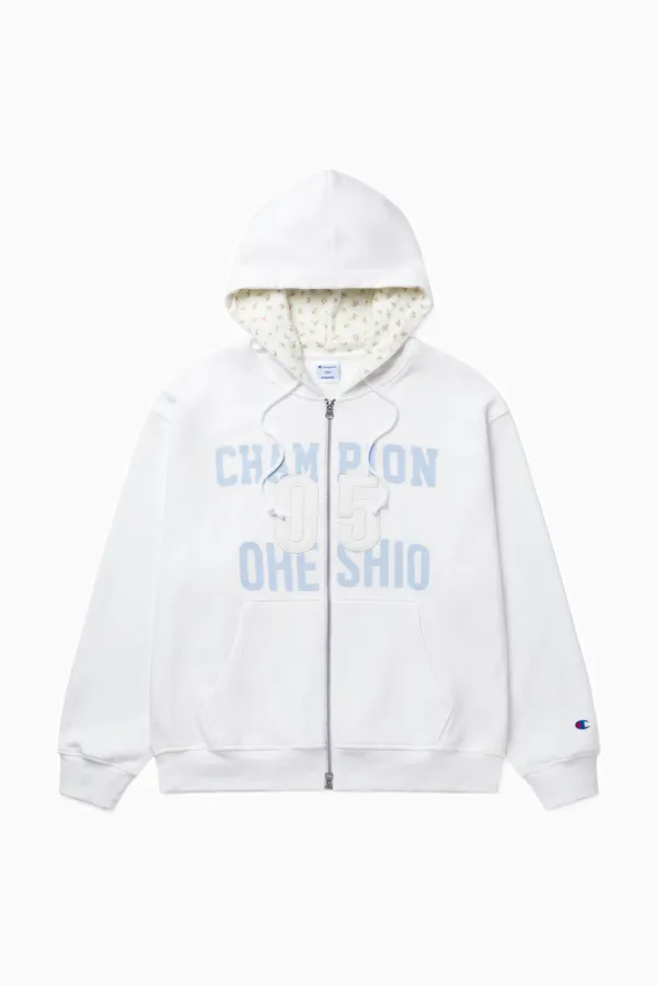 PATCH HOODED ZIP-UP, WHITE