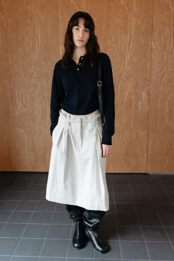Reporter Pin-Tuck Skirt_Light Gray