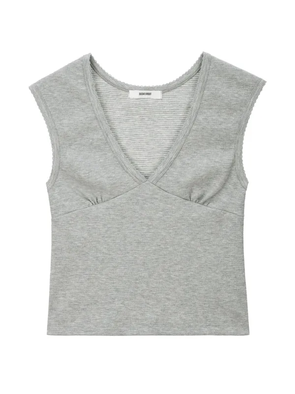 Verveine Shirring V-Neck Sleeveless Top
