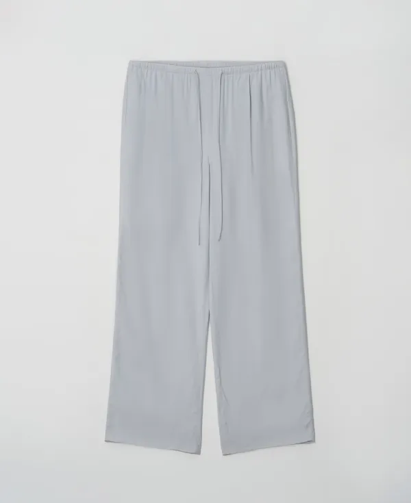 Silky Pajama Tuck Pants_GRAYSH BLUE