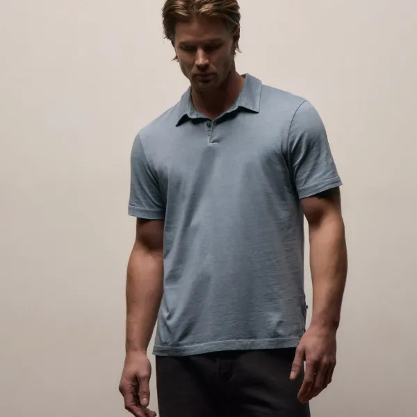 Sueded Jersey Polo - Bluestone Pigment