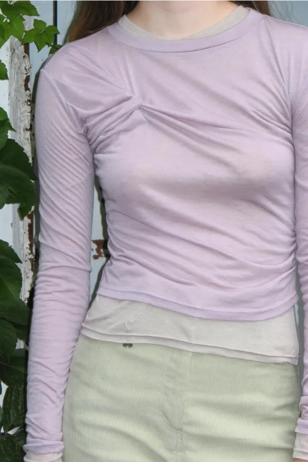 Twist Layered Long Sleeve Set-Up (Purple)