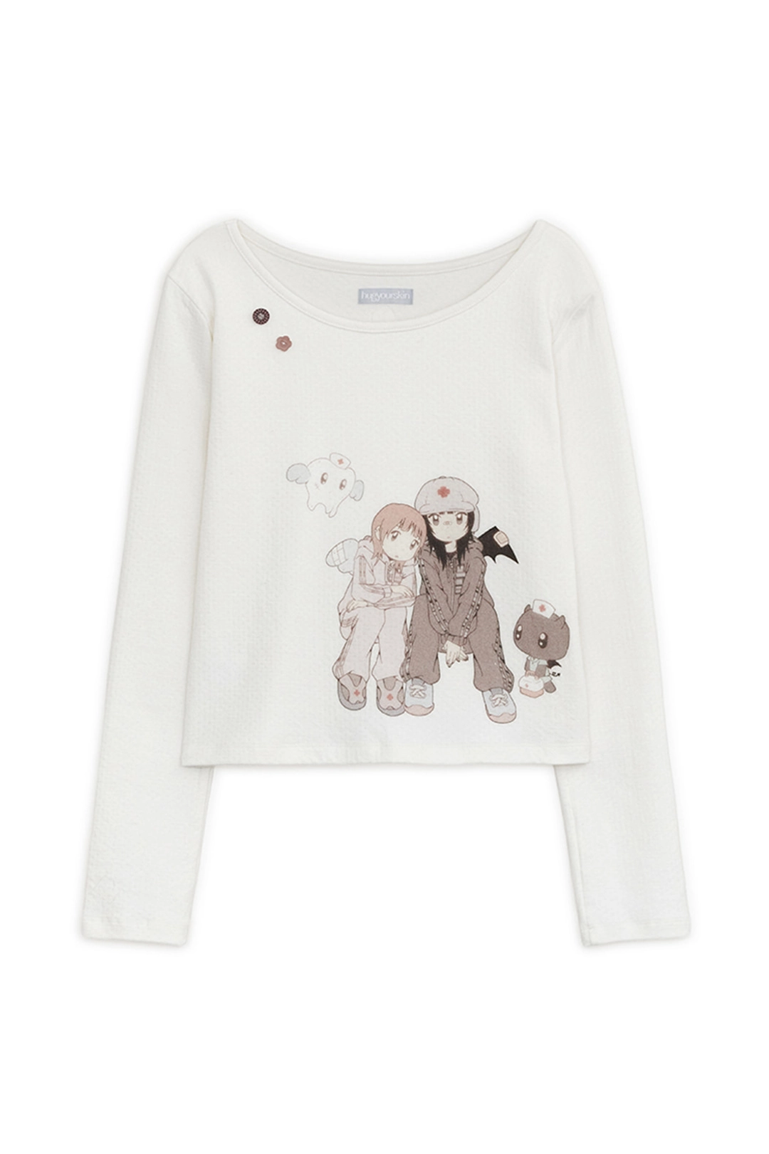 허그유어스킨 HUGYOURSKIN X JUBA printed button top (White) 상품 이미지 1