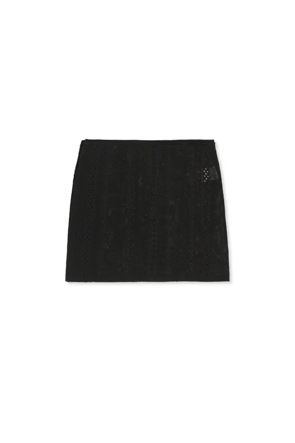 MESH LOGO WRAP MINI SKIRT IN BLACK