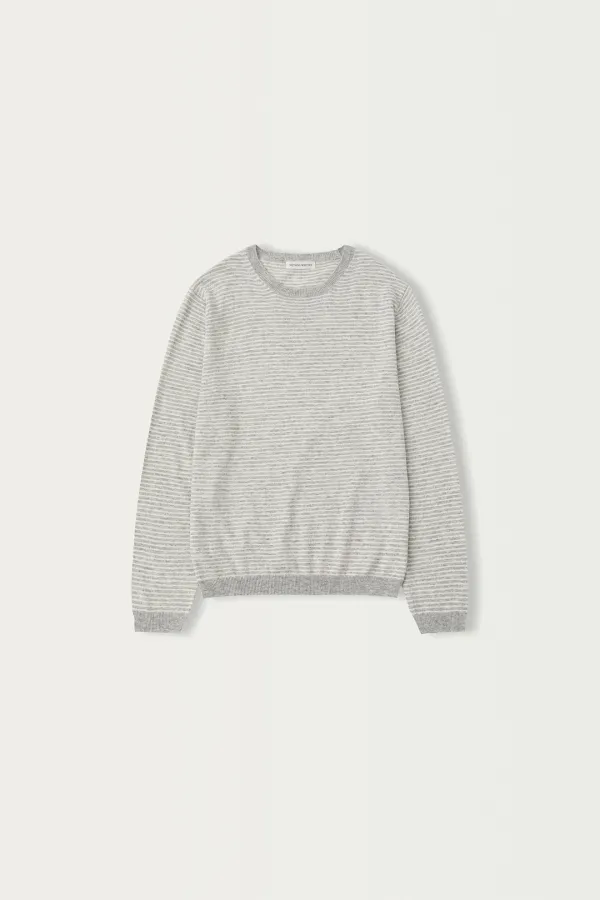 2ND / Fine stripe loose knit (Gray)