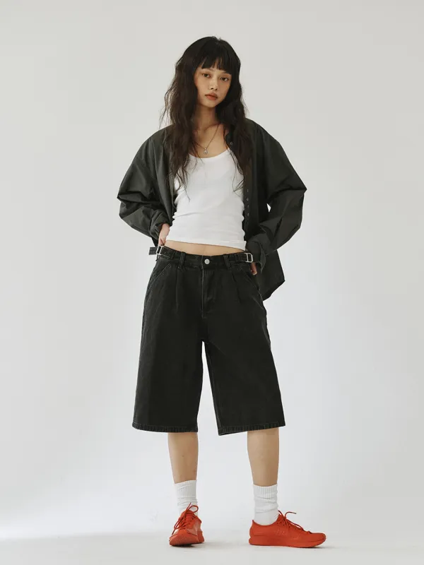 [PLZPROJECT]SIDE ADJUST BERMUDA SHORTS, BLACK