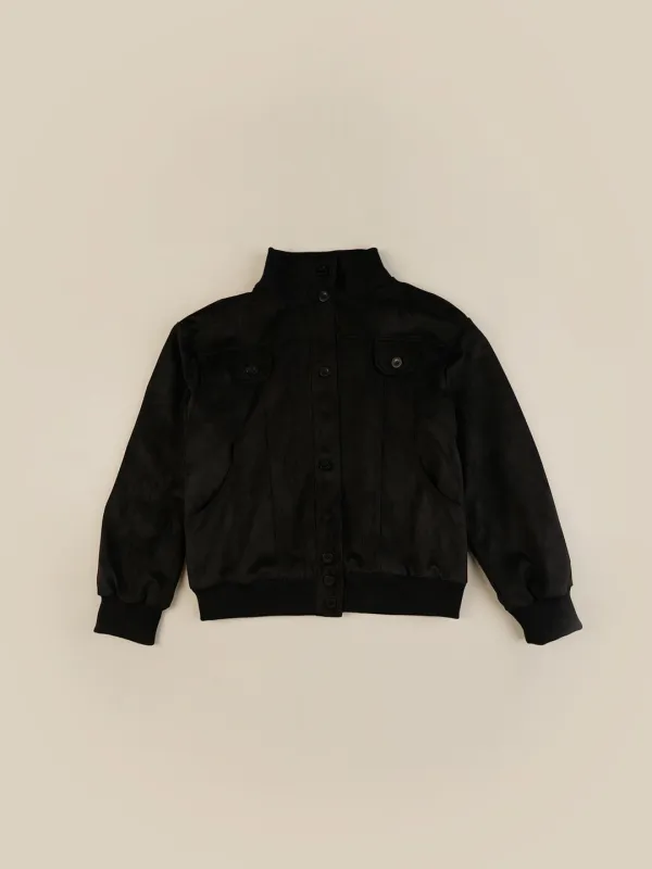 SUEDE BLOUSON BOMBER JACKET [ BLACK ]
