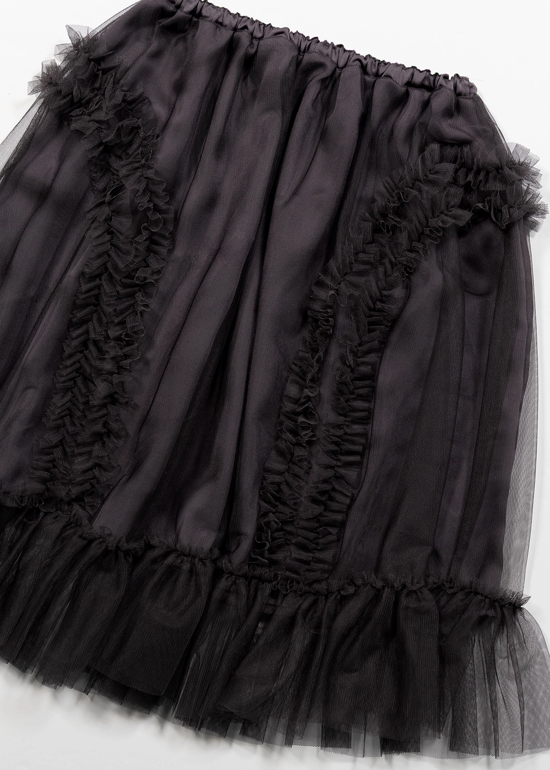 생긴 BANDING RUFFLE SHA SKIRT - BROWN CHARCOAL 상품 이미지 3