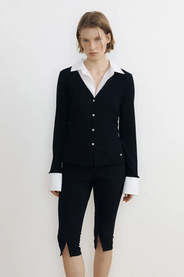 Jenny Layered Shirt Top (black)