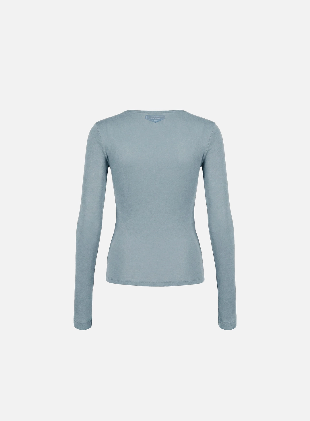 배드블러드 [w-tee26-039] BS Cotton Jersey Fitted Henley Neck Long Sleeve T-Shirt - Light Blue 상품 이미지 3