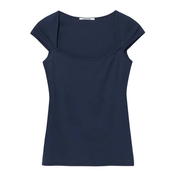 ANNE JERSEY TOP by JAPANESE FABRIC [WHITE, NAVY]