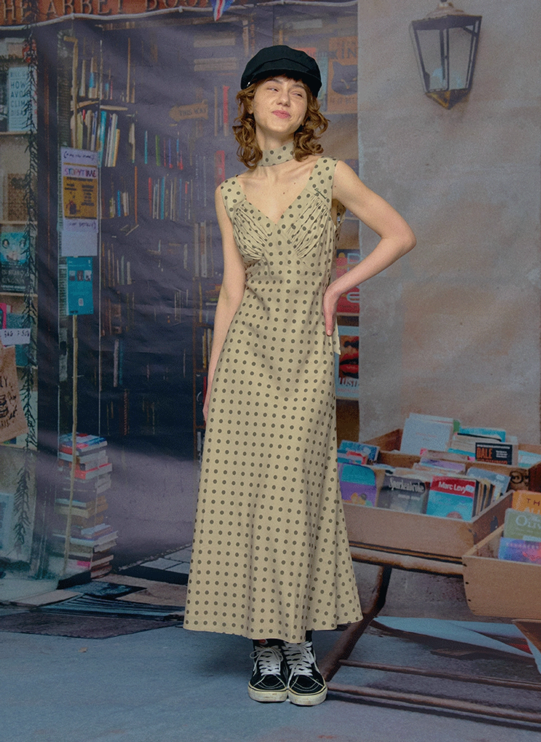 루루서울 French Dot Dress (Scarf Set / Olive) 상품 이미지 2