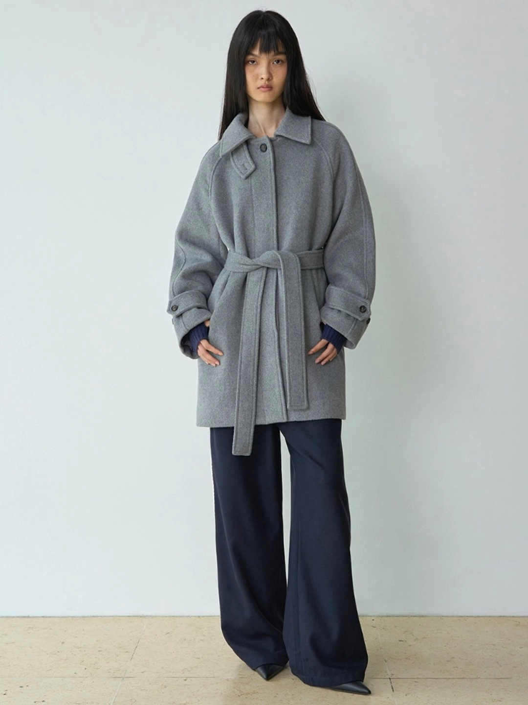 밀로 우먼 Wool Raglan Half Coat [Gray] 상품 이미지 2