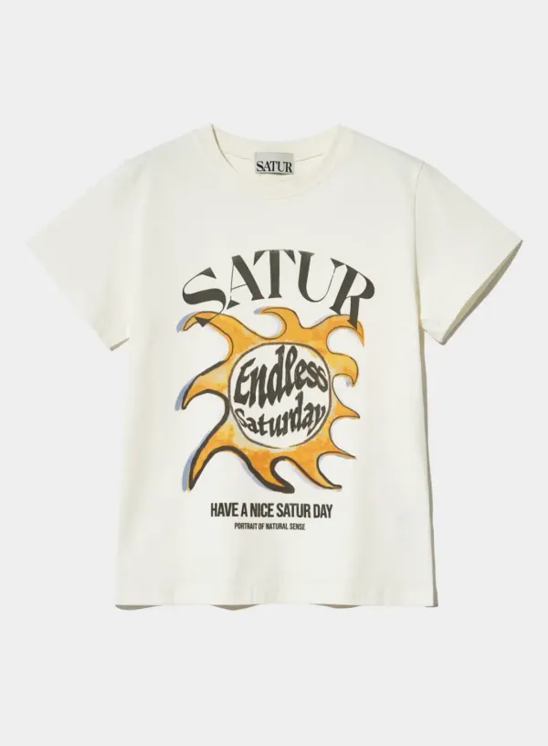 (W) Sun Retro Graphic T-Shirt - Retro Ivory