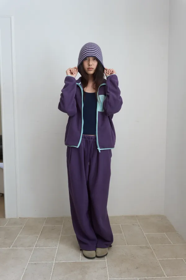COLOR BLOCK FLEECE ZIP-UP_PURPLE
