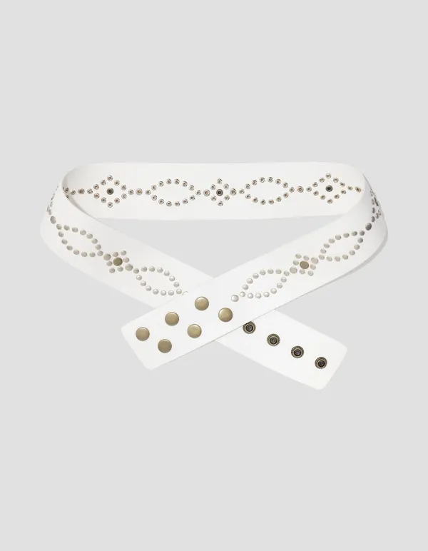 WESTERN STUDDED BELT_ONZI EDITION, WHITE