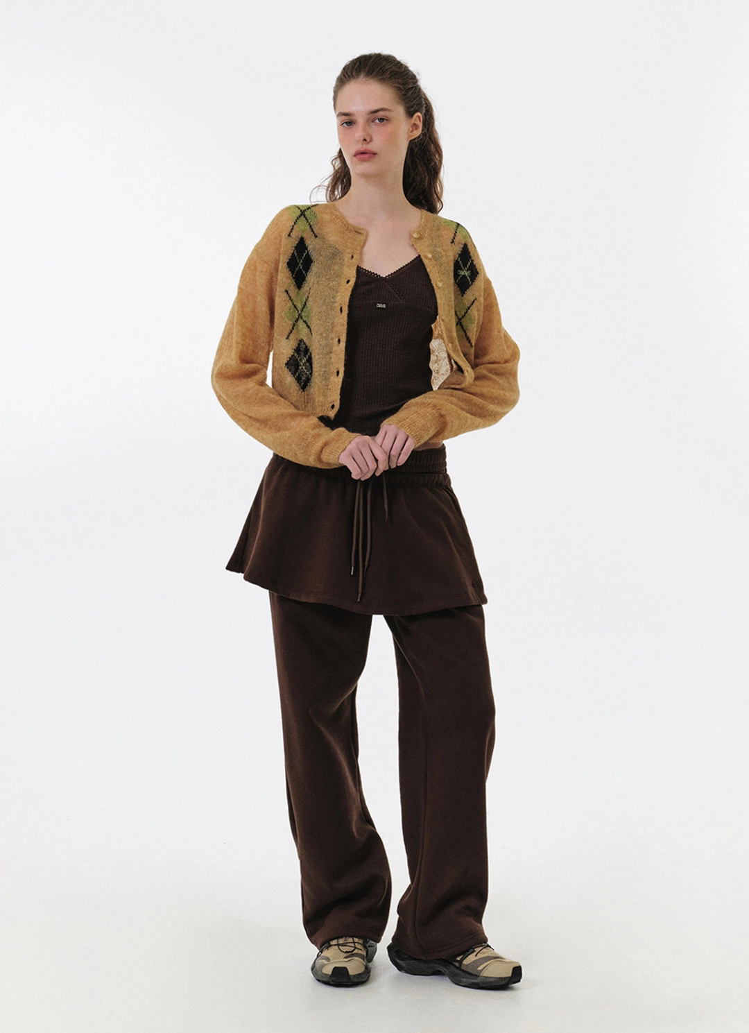 그로브 UNA ARGYLE CROP CARDIGAN 상품 이미지 2