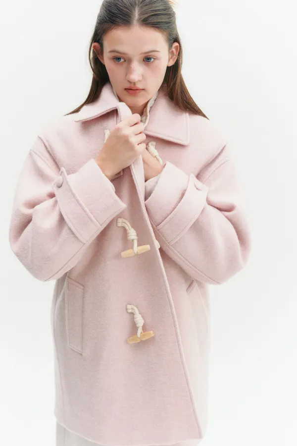 [강민경 착용] Alpaca Duffle Half Coat Pink