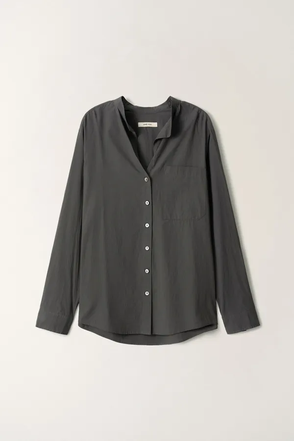[지나정 Pick]차이나 카라 코튼 셔츠 (Charcoal gray)_2GSUBL01