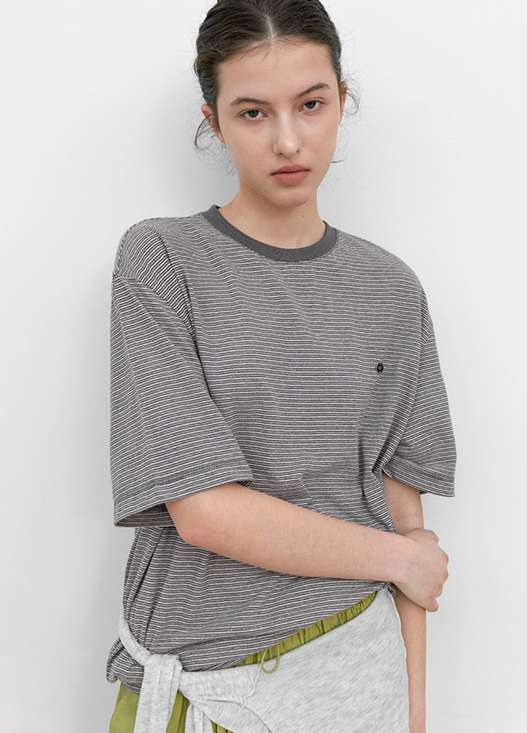 아뜰리에 나인 (T-7215)THICK AND THIN STRIPE BOXY TEE 상품 이미지 1