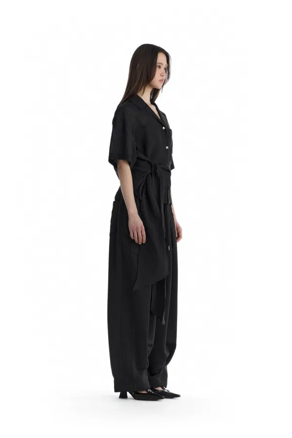 Tie Waist Shirt [ Black ]
