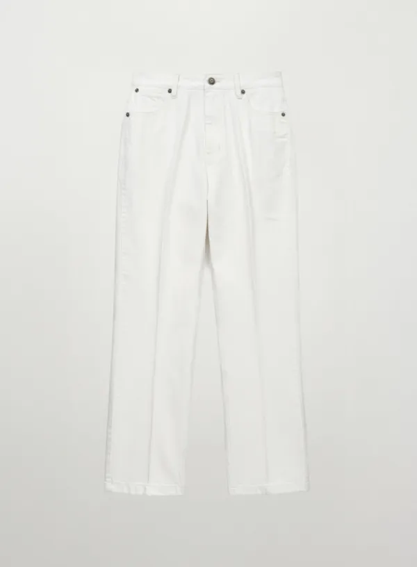 (W) Classic Straight Denim Pants - White