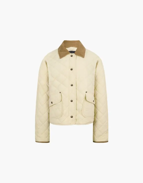 collar quilted short jacket - butter