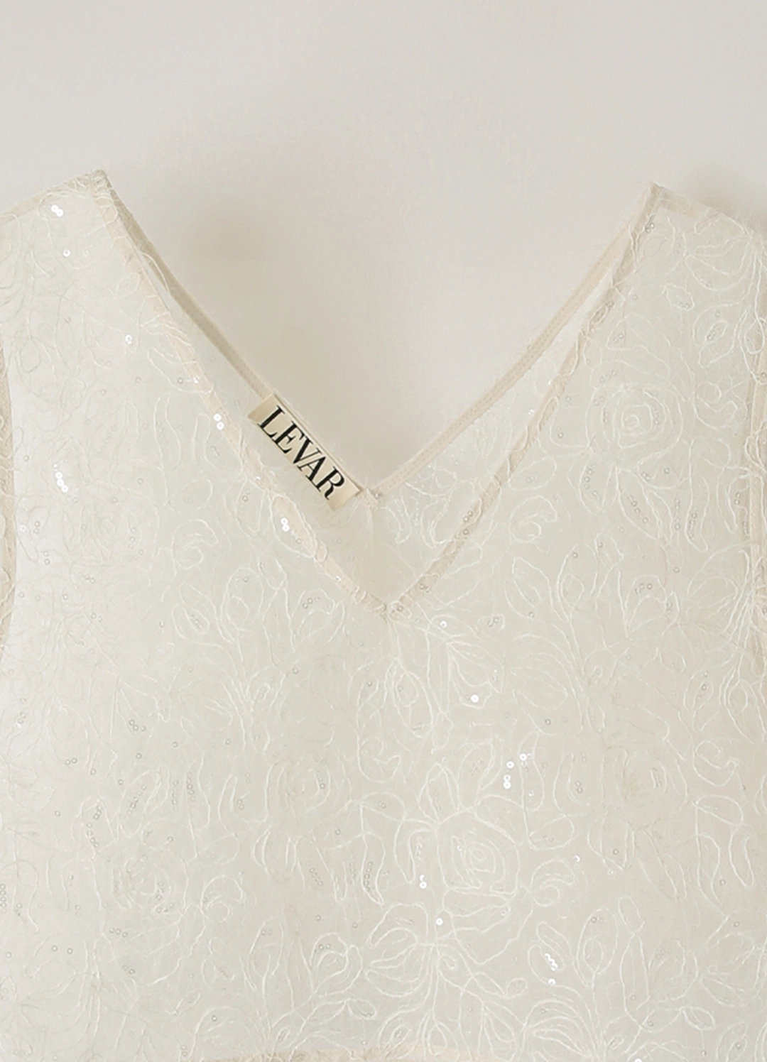 르바 Floral Fuzzy Lace Vest - Cream 상품 이미지 3