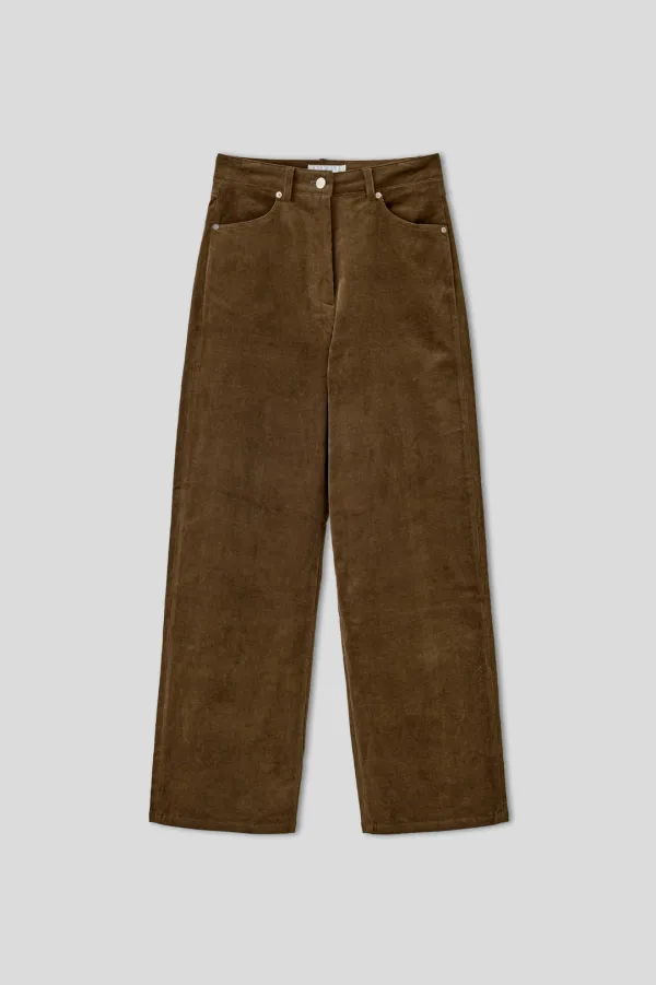 T/T Corduroy straight wide pants (brown)