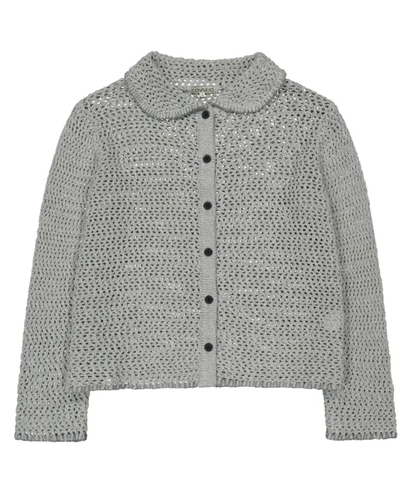 NET KNIT CARDIGAN GREY