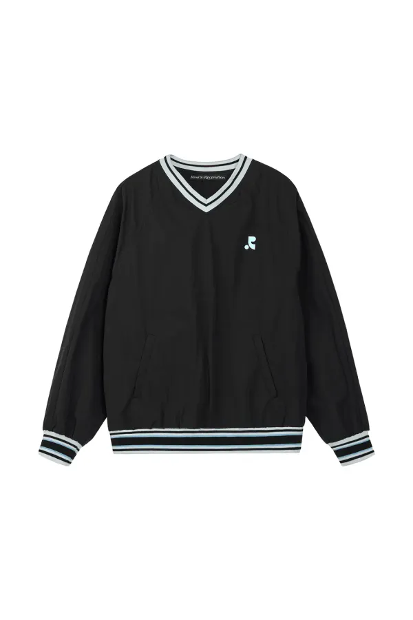 V-NECK WIND SHIRT - BLACK