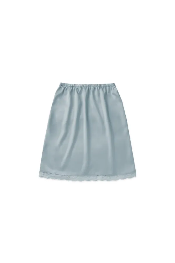 Satin midi skirt_skyblue