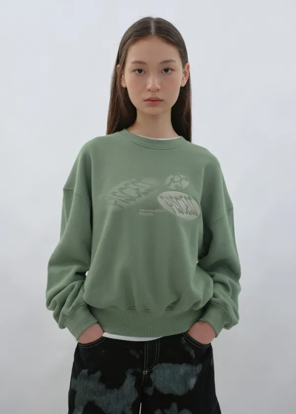 PISCESS Logo Crop Sweatshirt_Green