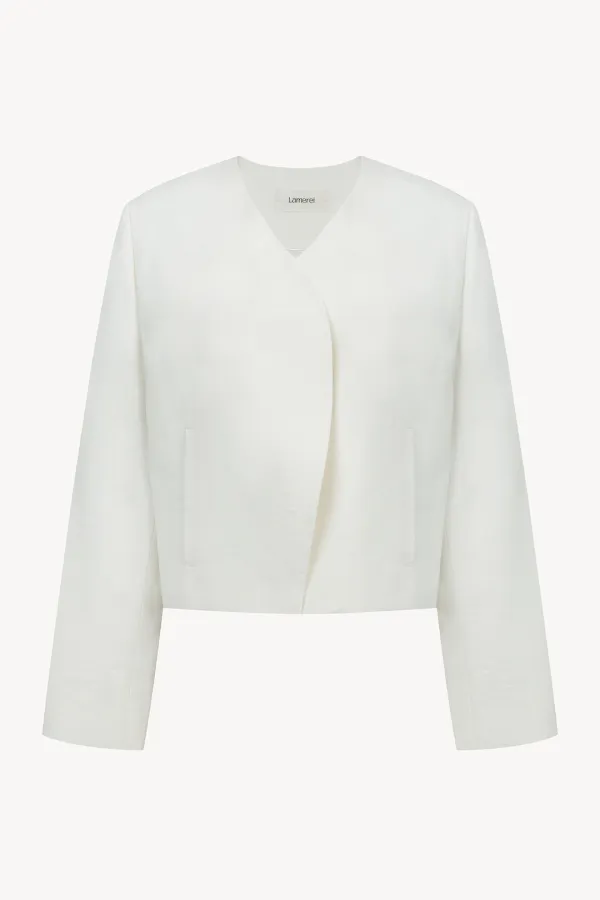 [2차 리오더]V-Neck Curved Short Jacket[LMBFSPJK110]-Ivory