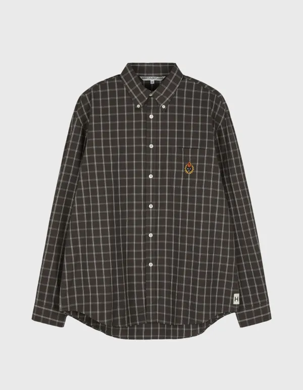 CREST WASHED CHECK SHIRT /  Charcoal