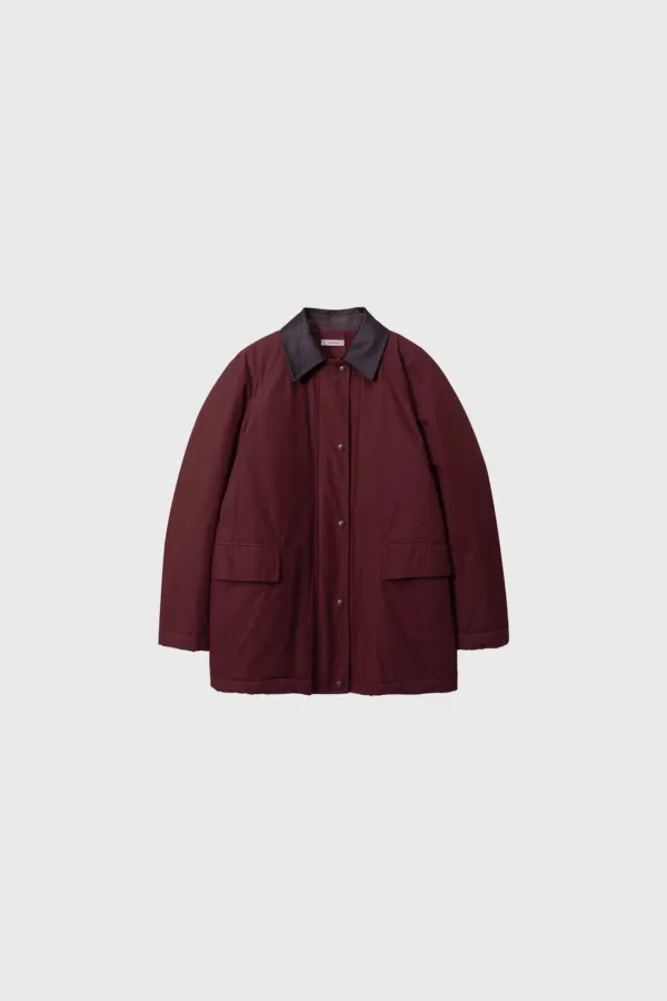 Coated cotton work jacket (wine / brown / black)