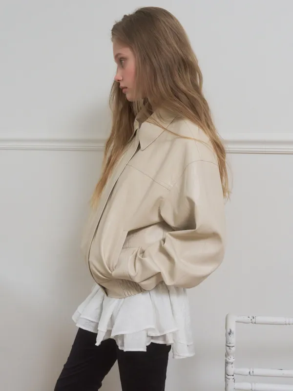 A FAUX LEATHER JUMPER_BEIGE